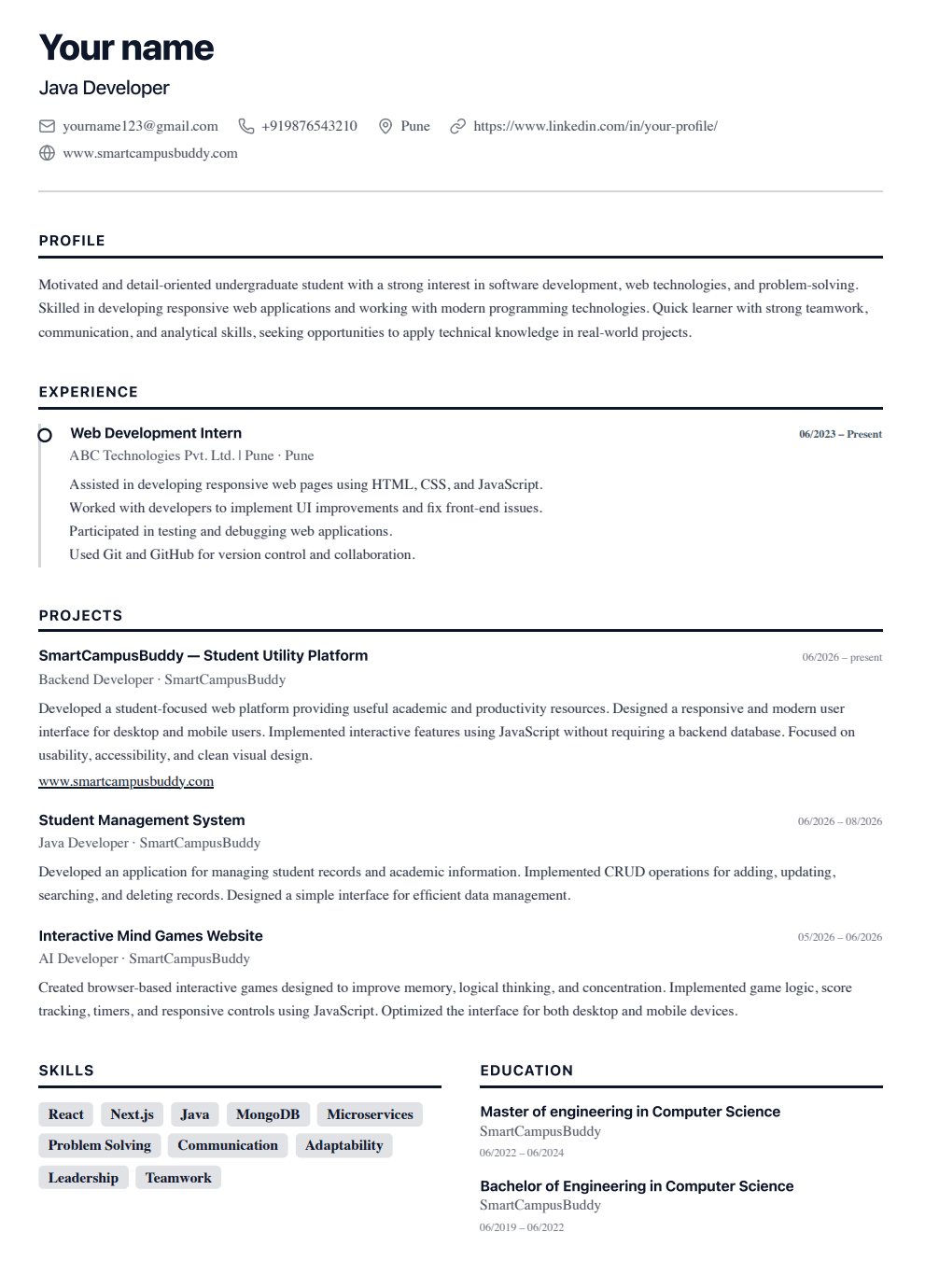 timeline resume template preview